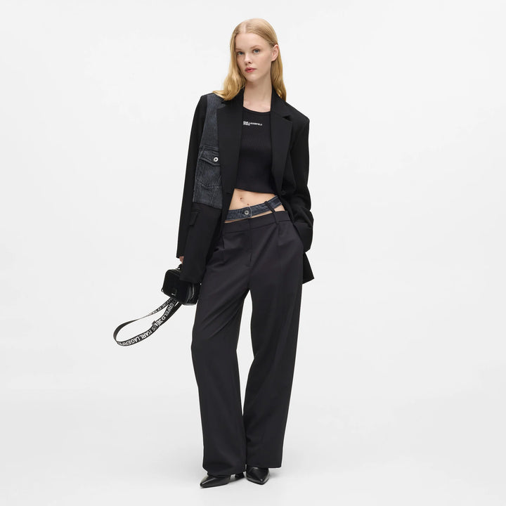 BLAZER MIXED DENIM KARL LAGERFELD JEANS BLACK AND BLUE KLB1W14026