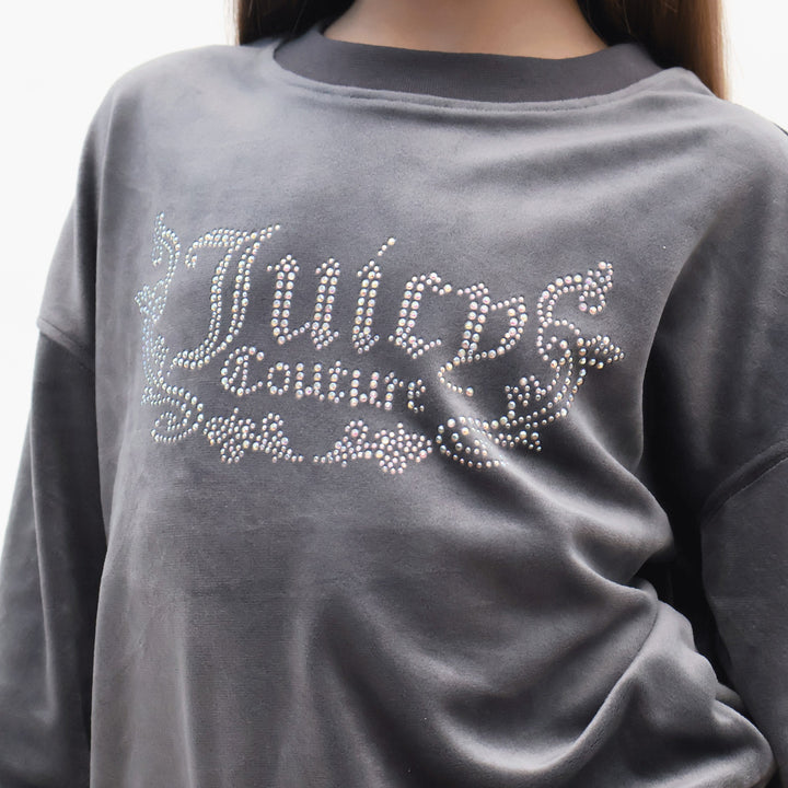 JBX6358 - Felpe - Bambini/Ragazzi - CON CAPPUCCIO JUICY COUTURE VELOUR FULL ZIP - GLAMOUR RÉTRO Y2K - Strass - Abbigliamento - Autunno/Inverno