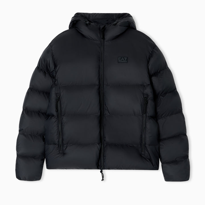 GIACCA IMBOTTITA EA7 EMPORIO ARMANI CON CAPPUCCIO TESSUTO TECNICO NERO UOMO