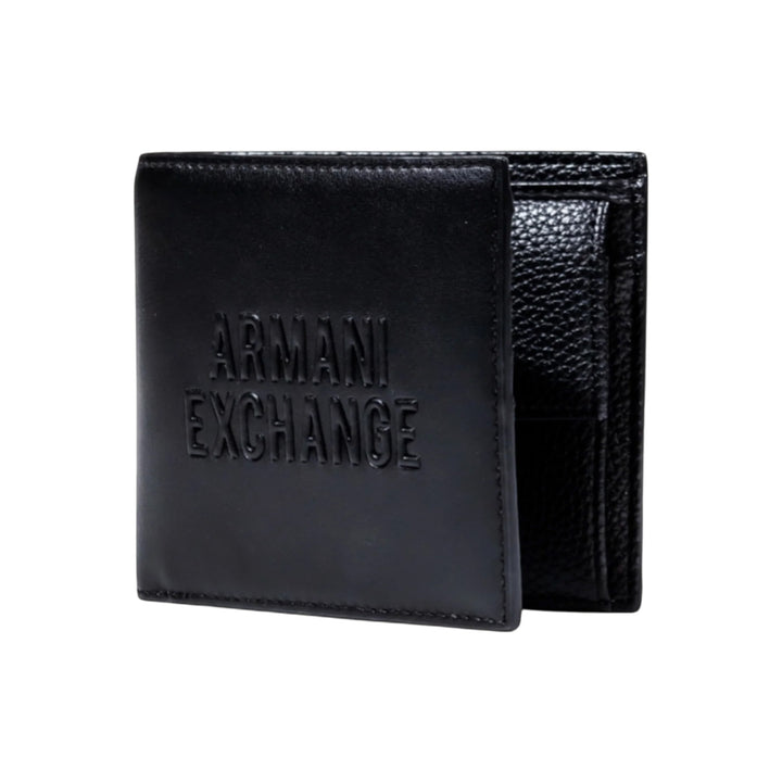 XM000167 AF17211 - PORTAFOGLIO UOMO ARMANI EXCHANGE IN PELLE NERA CON LOGO IMPRESSO