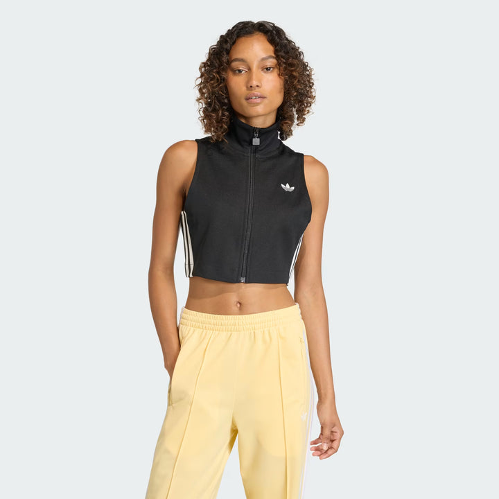 TOP ADIDAS ORIGINALS ESSENTIALS RIBBED FULL-ZIP BLACK