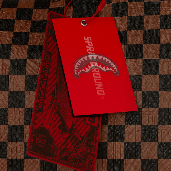 910D8235NSZ - Borse - Sprayground - Borsone - Da Viaggio - DUFFLE BAG SPRAYGROUND SHARKS IN PARIS MONOGRAM - Stampa Sharks - Grafica A Scacchi - All-Over - Accessorio