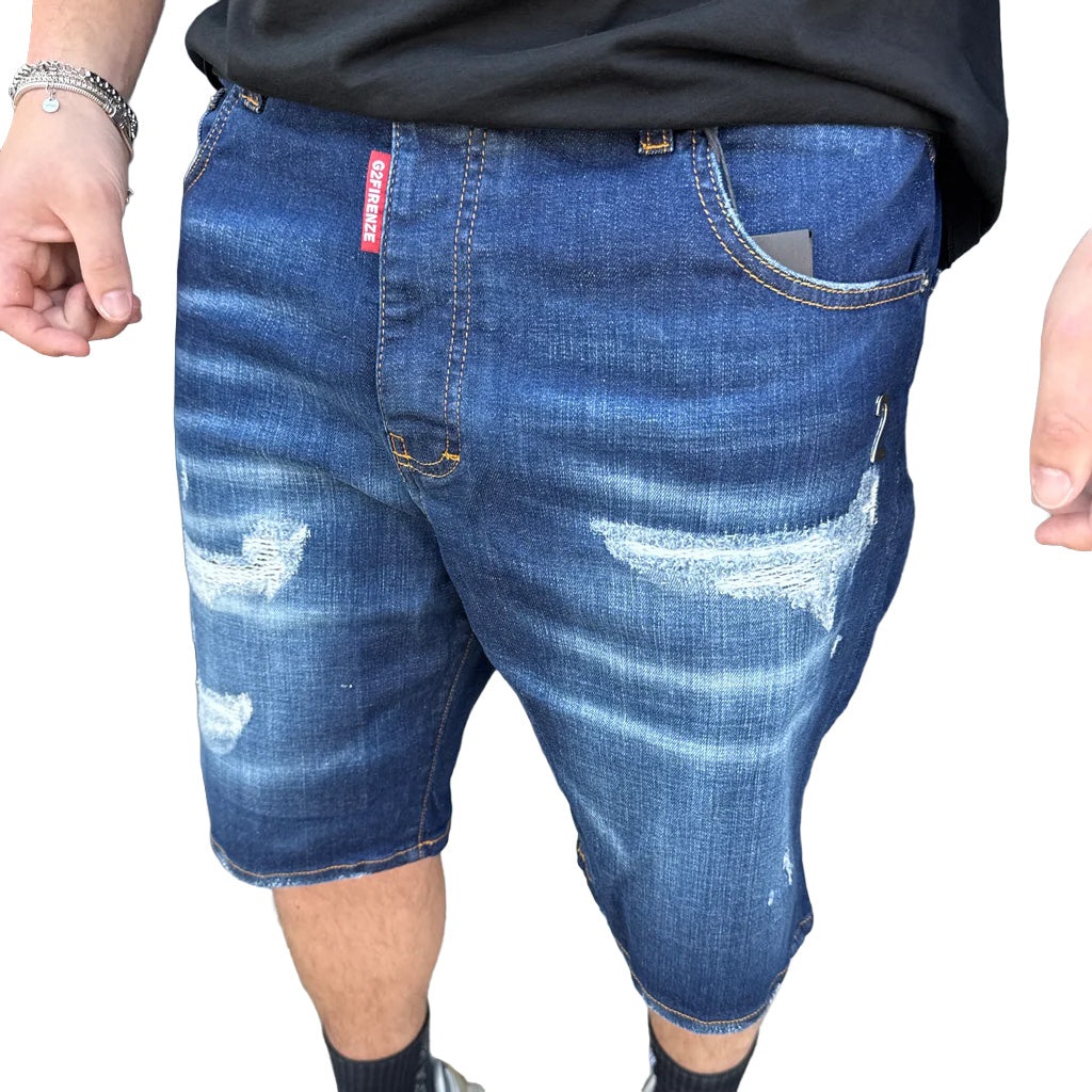 BERMUDA REVOLUTION UOMO G2FIRENZE DENIM BLU CON STRAPPI – DARK NIGHT