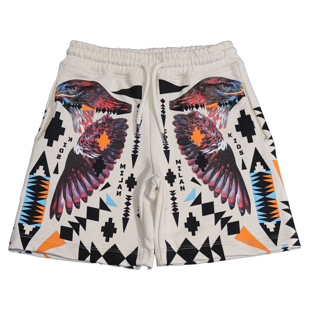 PANTALONCINI MARCELO BURLON COUNTY OF MILAN WINGS BLACK JUNIOR