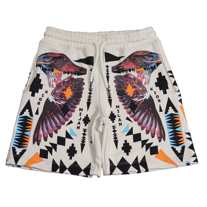 PANTALONCINI MARCELO BURLON COUNTY OF MILAN WINGS BLACK JUNIOR