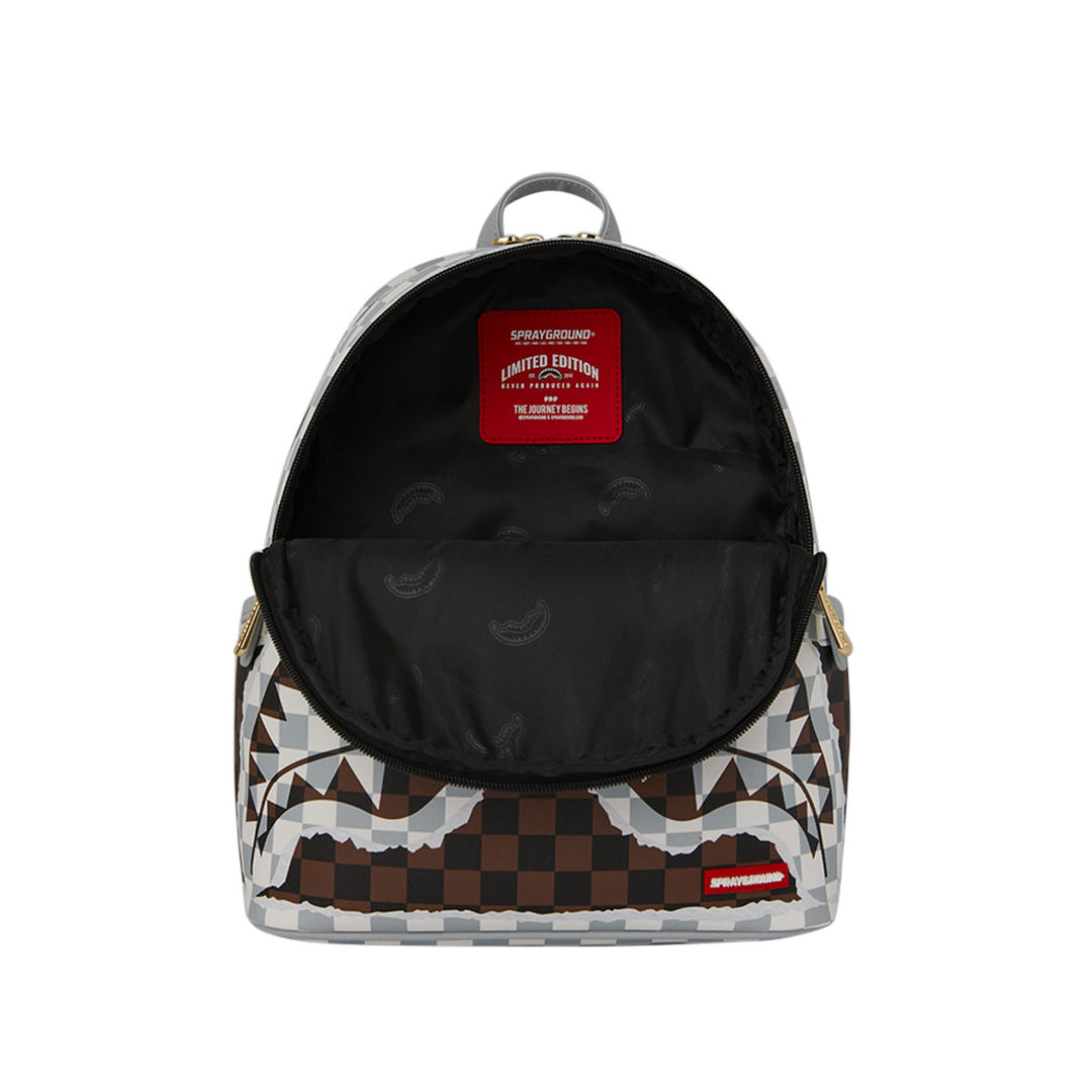 ZAINO BACKPACK SPRAYGROUND CREAM & BROWN TEAR CHECK SAVAGE SIMILPELLE 910B8291NSZ