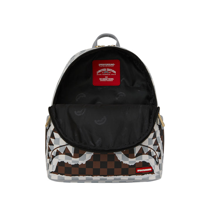 ZAINO BACKPACK SPRAYGROUND CREAM & BROWN TEAR CHECK SAVAGE SIMILPELLE 910B8291NSZ