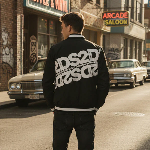 GIACCA BOMBER UOMO DROPSEASON2 NERA CON DETTAGLI A CONTRASTO