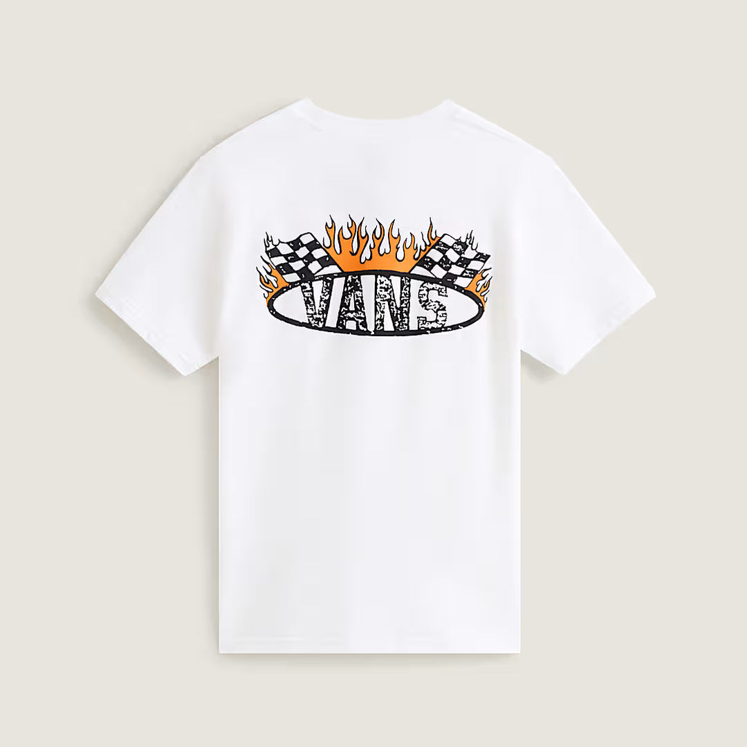 T-SHIRT VANS RACING FLAMES BAMBINO E RAGAZZO BIANCA VN000VXBWHT1