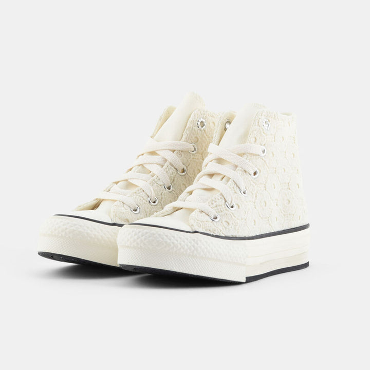 SNEAKERS BAMBINA CONVERSE CHUCK TAYLOR ALL STAR EVA LIFT HI CROCHET ECRU