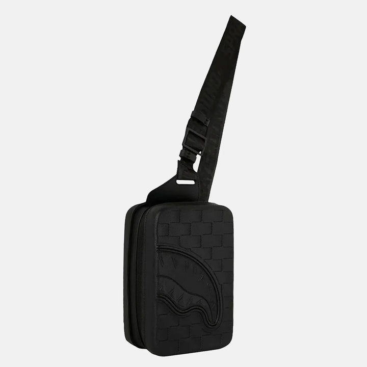 BORSELLO MARSUPIO UNISEX SPRAYGROUND RAISED CHECK HARD SHELL SLING NERO