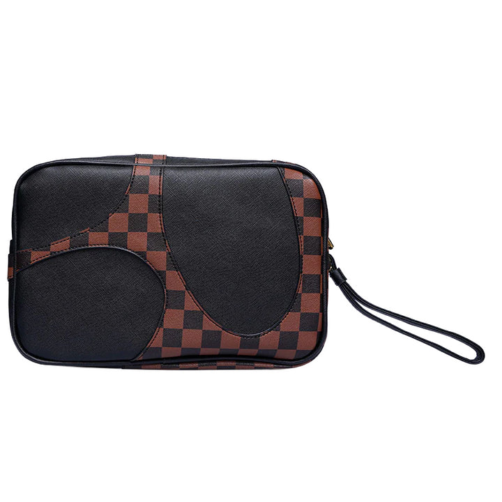 910B8282NSZ - Borse - Unisex - Sprayground - Pochette - TOILETRY BAG JETSTREAM BROWN - Similpelle - Marrone & Nero - Viaggio - Streetwear - Pochette - Accessorio