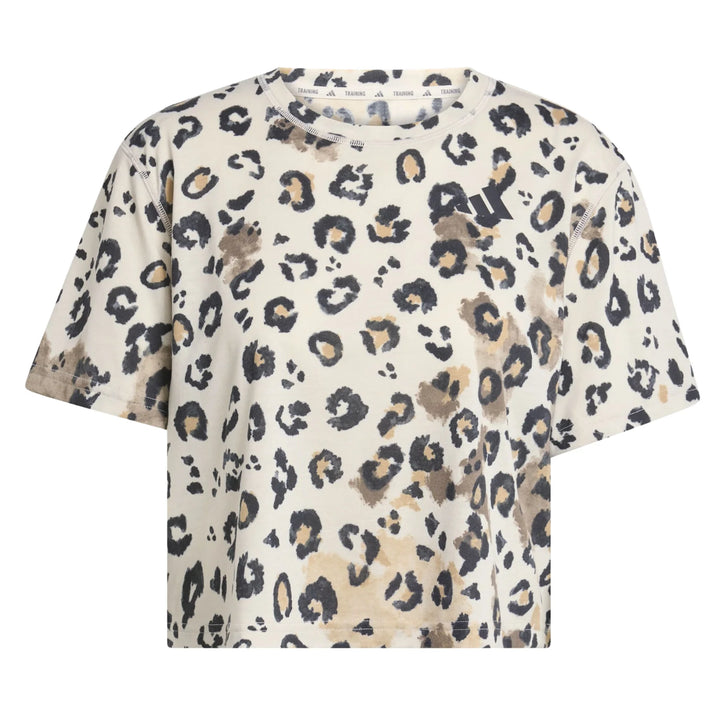 ADIDAS WORKOUT ESSENTIALS ANIMAL PRINT CROPPED TEE JY4604 WOMEN