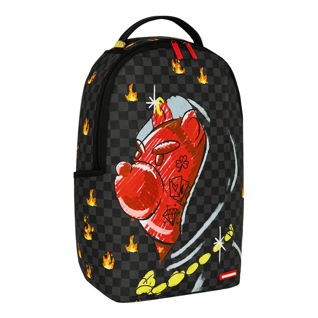 ZAINO UNISEX SPRAYGROUND DIABLO SKETCHY HOODIE NERO ROSSO [PREORDER]
