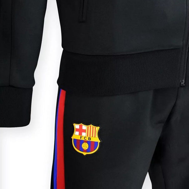 5002CHOU - Tute - F.C. BARCELONA - Set Completo - Training Suit - Nera - Uomo - Comfort Stile - Allenamento - Tempo Libero - Sportiva - Moderna Funzionale - Look Sportivo