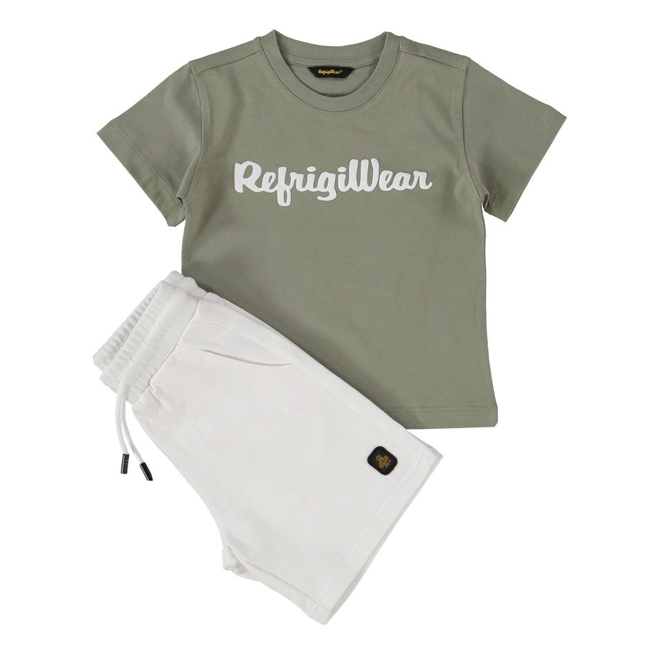 COMPLETINO REFRIGIWEAR T-SHIRT SALVIA E BERMUDA BIANCHI JUNIOR