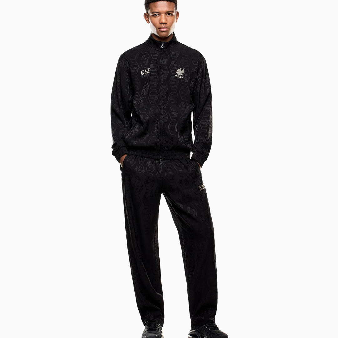 TUTA COMPLETA UOMO EA7 EMPORIO ARMANI VISCOSA JACQUARD NERA