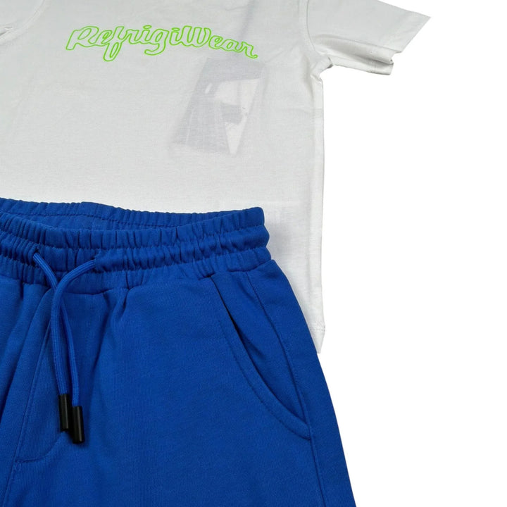 COMPLETINO REFRIGIWEAR T-SHIRT BIANCA E BERMUDA BLU JUNIOR