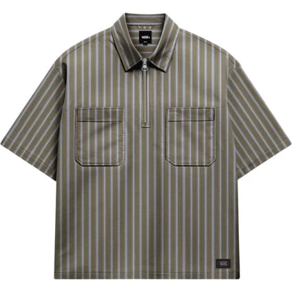 CAMICIA A MANICHE CORTE UOMO VANS CROPPED ZIP SS WOVEN ANTRACITE
