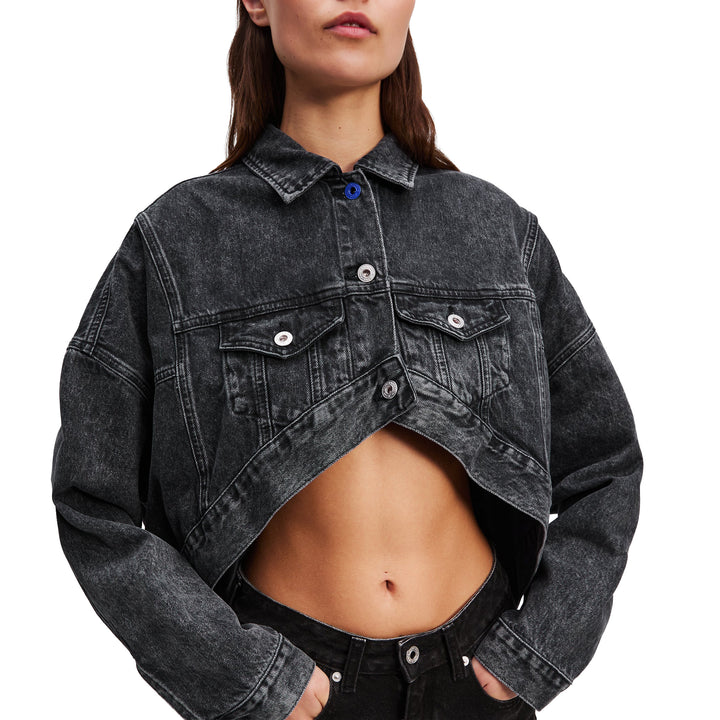 A3W14060 - Giacche - Jeans - Donna - KARL LAGERFELD - SPORTY-CHIC - Washed Black - Cut/Out - Look Streetwear - Denim Jacket - Abbigliamento