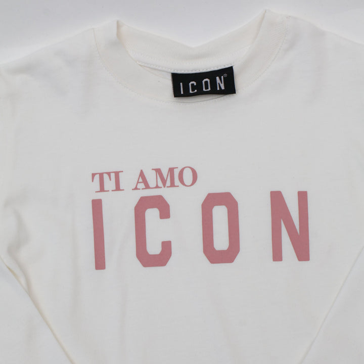 TUTA ICON "TI AMO" NEONATO E BAMBINO ROSA E BIANCO INGFS00898