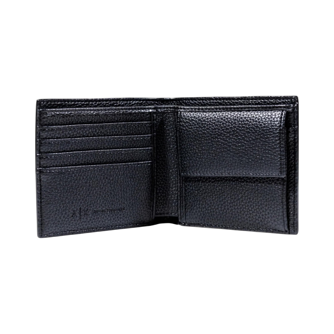 XM000167 AF17211 - PORTAFOGLIO UOMO ARMANI EXCHANGE IN PELLE NERA CON LOGO IMPRESSO