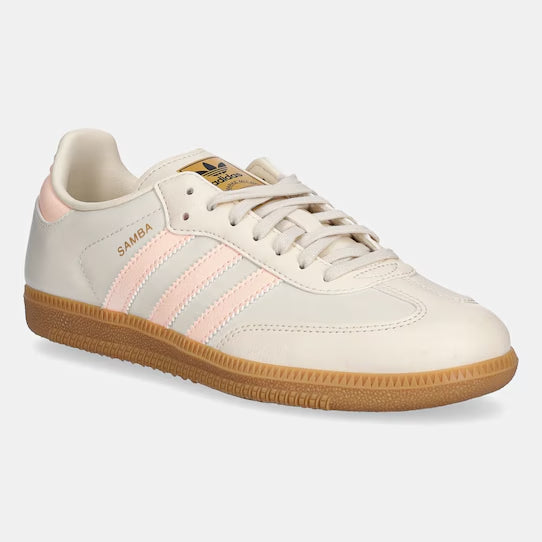 SNEAKERS DONNA ADIDAS SAMBA OG PELLE BIANCA E STRISCE ROSA JH7598