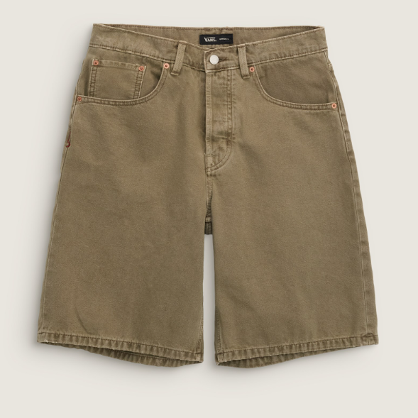 BERMUDA DENIM UOMO VANS CHECK-5 BAGGY JEANS SHORTS MARRONE OLIVA