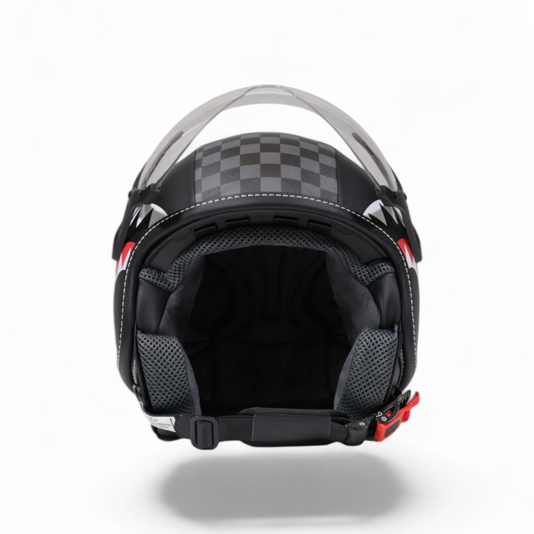 OP01GREY - Helmets - Unisex - Sprayground - JET SHARKS IN PARIS HELMET - Grey & Black - Approved - Lightweight - Biker Look - Accessory
