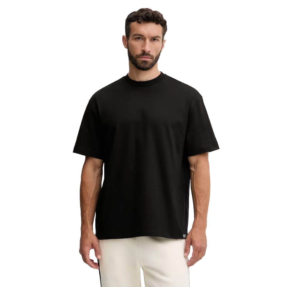 7X000164 AF13785 - T-Shirts and Polo Shirts - EMPORIO ARMANI - Maxi Logo - Black - Print - Crew Neck - Minimalist Style