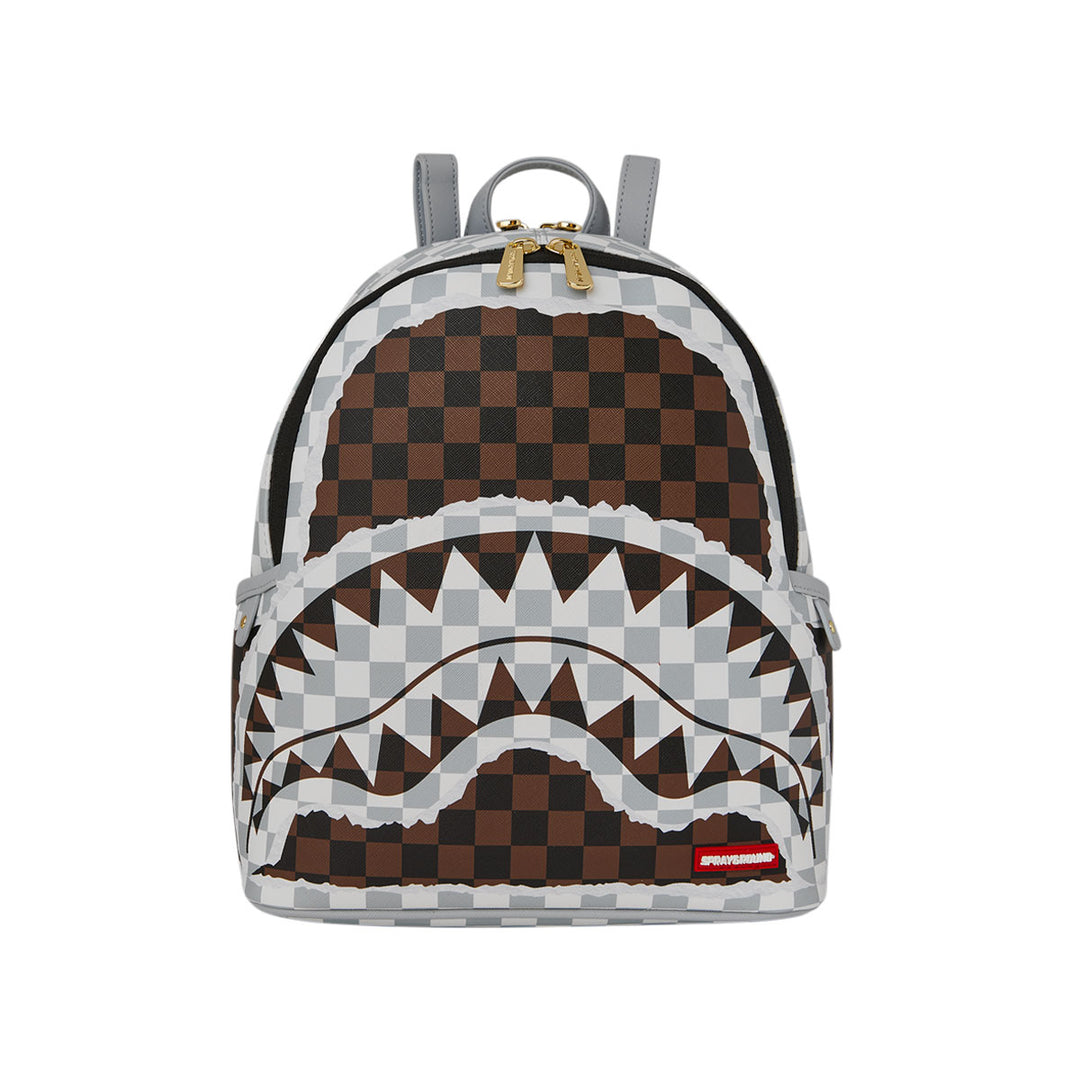 ZAINO BACKPACK SPRAYGROUND CREAM & BROWN TEAR CHECK SAVAGE SIMILPELLE 910B8291NSZ