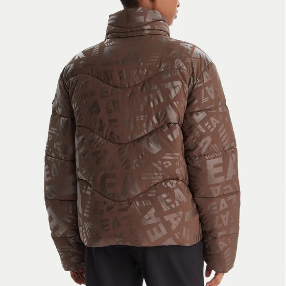 7W000654 AF16408 - GIUBBOTTO EA7 EMPORIO ARMANI MONOGRAM ALL-OVER FANCY CHOCOLATE BROWN