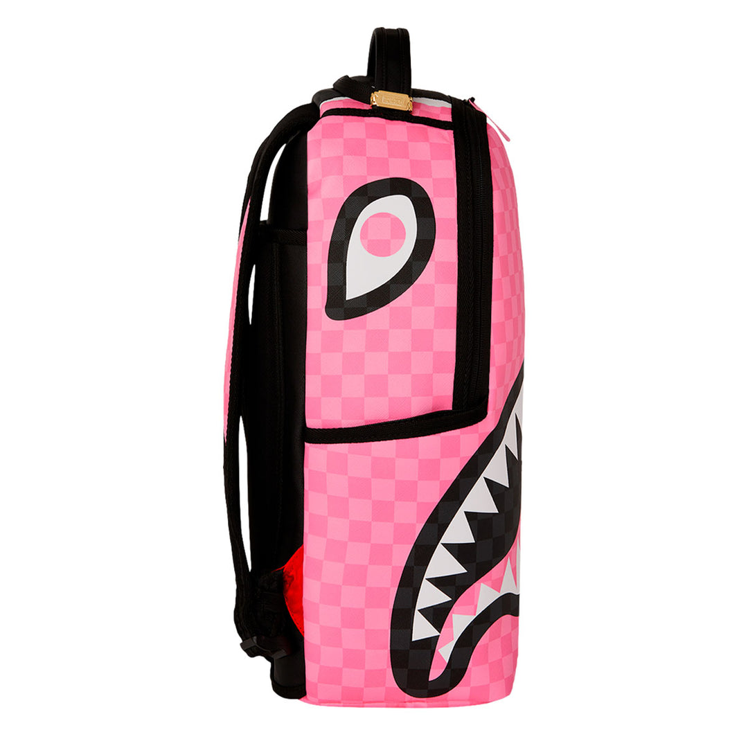 ZAINO SPRAYGROUND PINK AND BLACK TEAR SIP SPLIT CHECK SHARK PVC 910B7692NSZ
