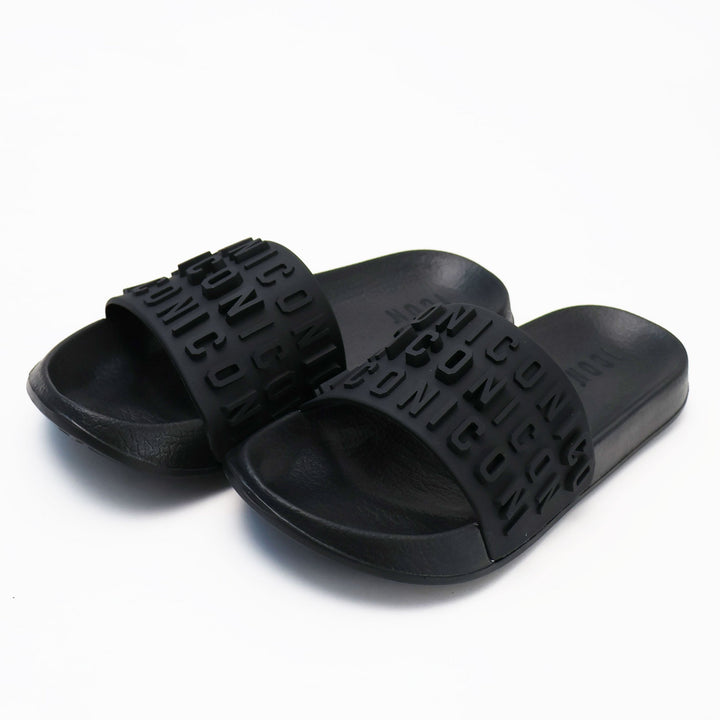 CIABATTE ICON SLIDE LOGO BEIGE & BLACK UOMO