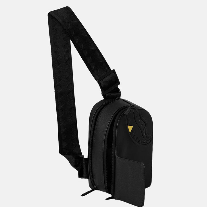 BORSELLO TRACOLLA UNISEX SPRAYGROUND BLACKED OUT EMBOSSED GOLD TOOTH SLING