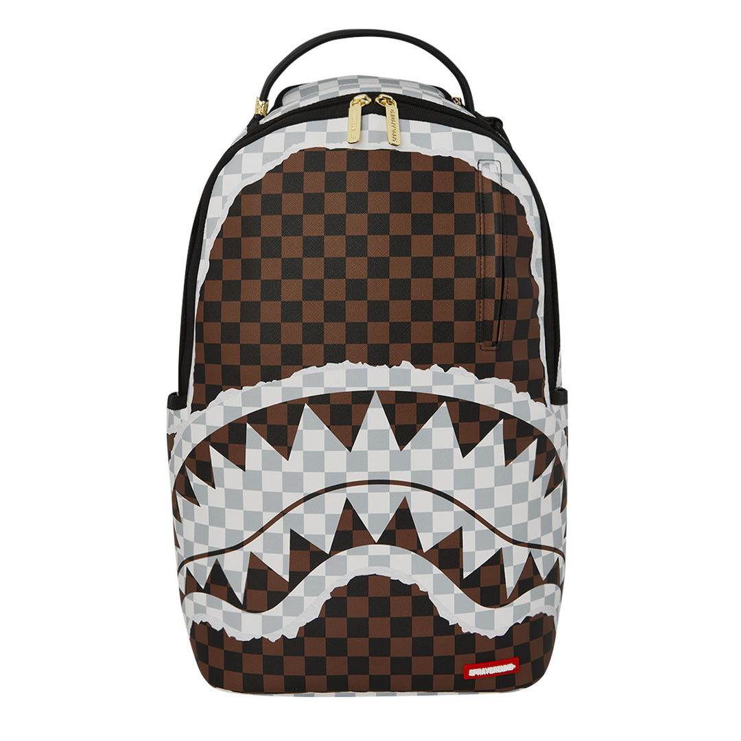 ZAINO BACKPACK SPRAYGROUND CREAM AND BROWN TEAR CHECK PELLE VEGANA 910B8290NSZ
