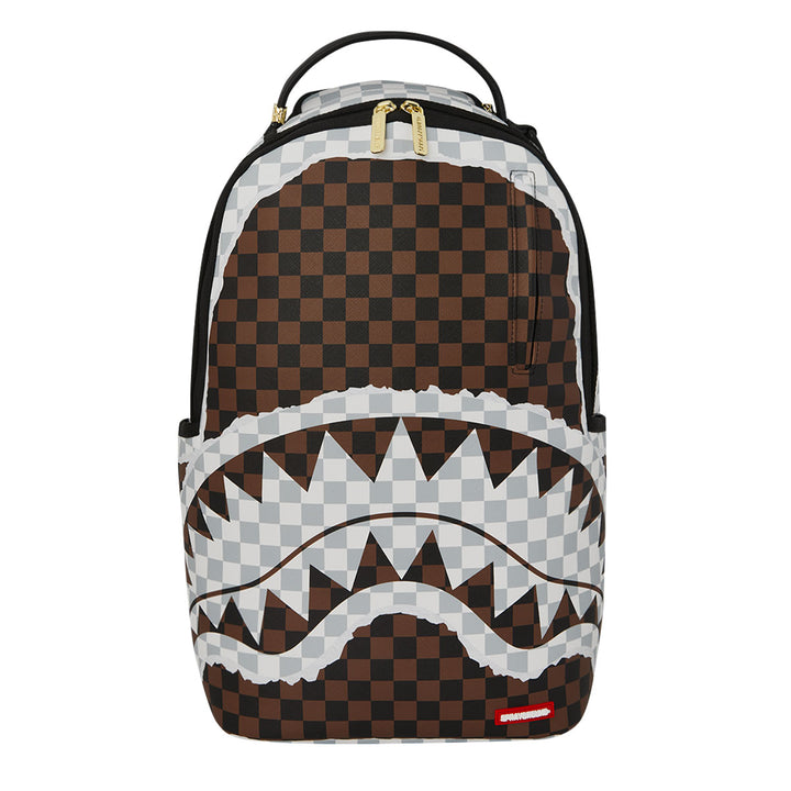 ZAINO BACKPACK SPRAYGROUND CREAM AND BROWN TEAR CHECK PELLE VEGANA 910B8290NSZ