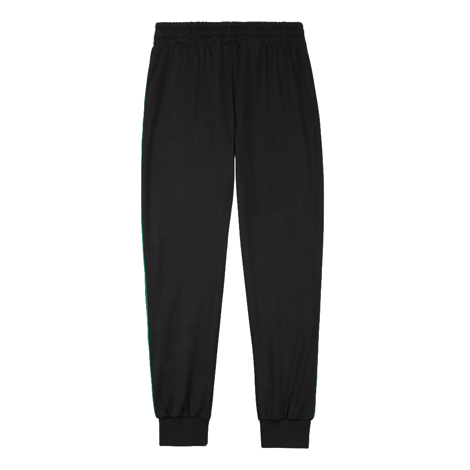FAT0704 - Pantaloni - Fila - Bambini - Jogging - CAMPSSSO - Nera Con Banda Verde - Tessuto Felpato - Comoda - Sportiva - Abbigliamento Autunno Inverno