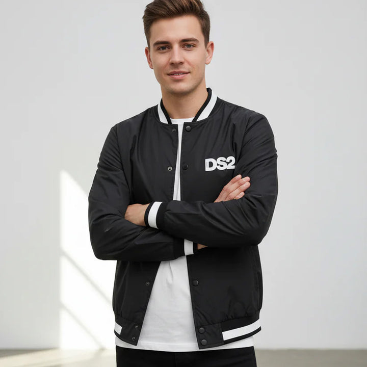 GIACCA BOMBER UOMO DROPSEASON2 NERA CON DETTAGLI A CONTRASTO
