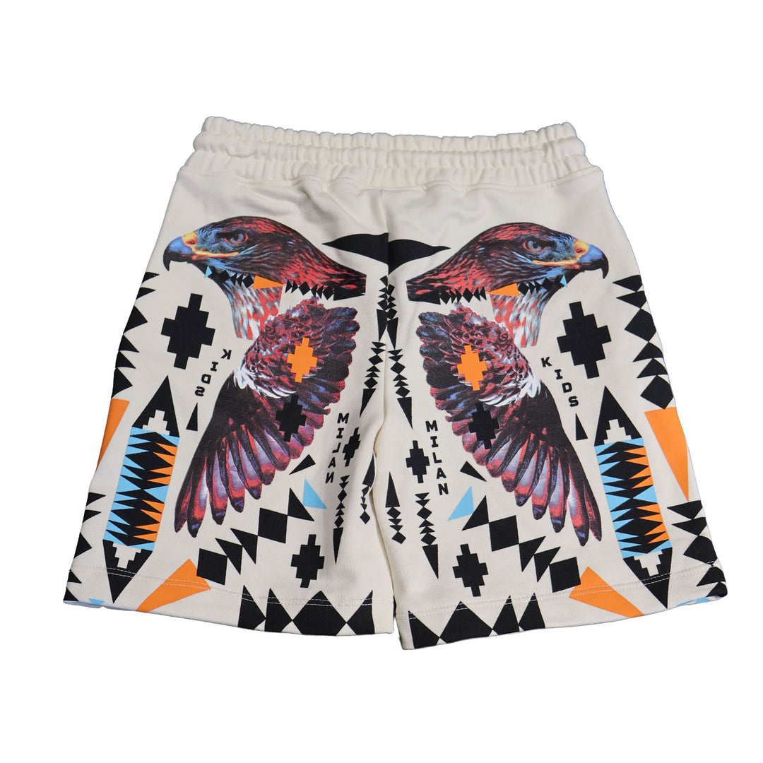 PANTALONCINI MARCELO BURLON COUNTY OF MILAN WINGS BLACK JUNIOR