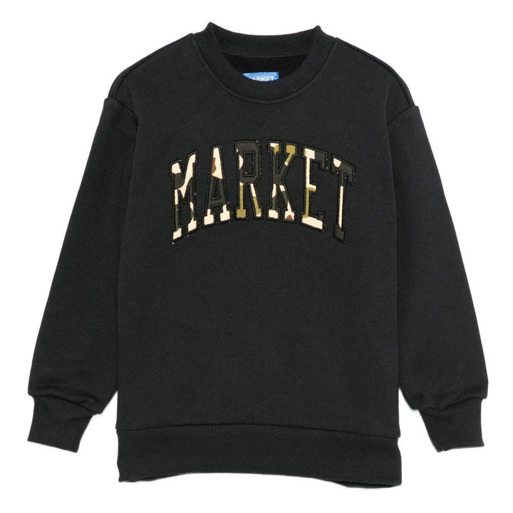 F5MKJBSW033 - FELPA BAMBINI MARKET DUCK CREWNECK NERA IN COTONE