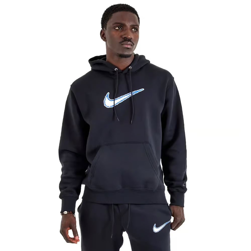 TUTA UOMO COMPLETA NIKE CLUB FLEECE SET FELPA E PANTALONI NERO / BLU TEAL HV0854