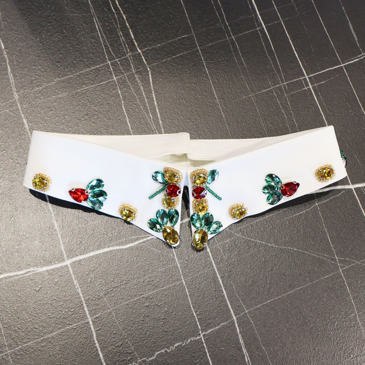 COLLETTO GIOIELLO GABRIELLA GUCCI BIANCO CON PIETRE MULTICOLOR