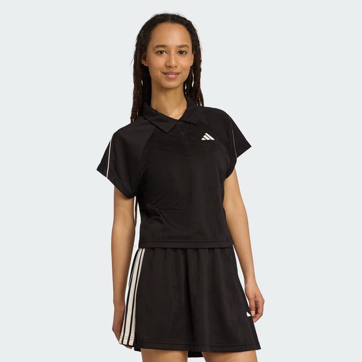 POLO CORTA DONNA ADIDAS STADIUM JACQUARD BLACK