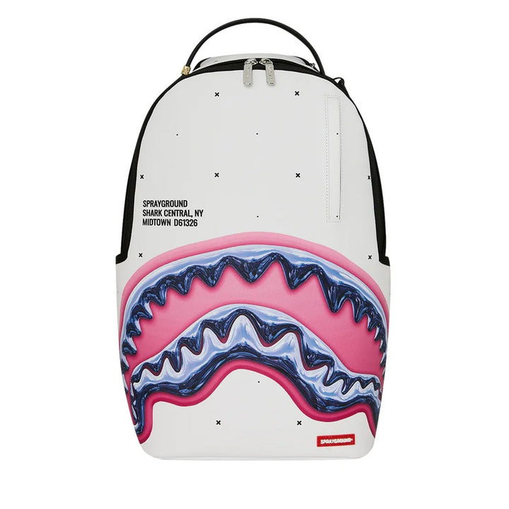 ZAINO UNISEX SPRAYGROUND SHARK CENTRAL LIQUID CHROME BIANCO