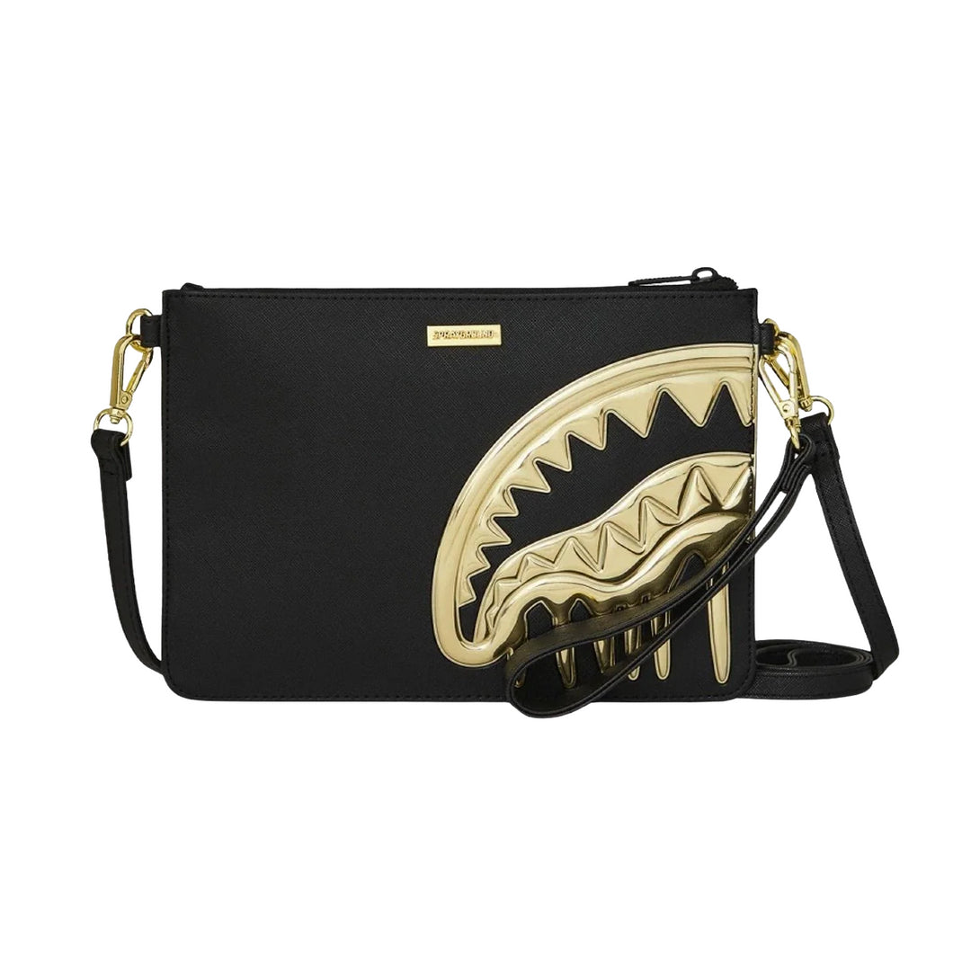 910B8271NSZ - Borse - Unisex - Sprayground - SHARK BITE LUXE GOLD - Nera & Oro - Ecopelle - Luxury Street - Luxe Gold - Pochette - Streetwear - Accessorio
