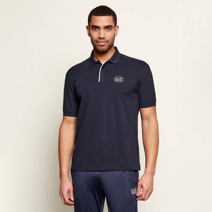 POLO TECNICA UOMO EA7 EMPORIO ARMANI CON ZIP E LOGO OVALE