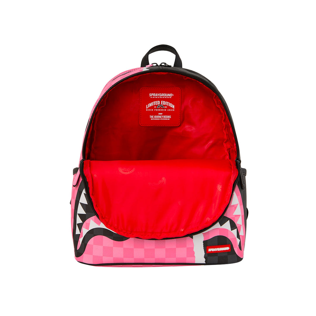 ZAINO BACKPACK SPRAYGROUND PINK AND BLACK TEAR SIP PVC SCACCHI 910B8276NSZ