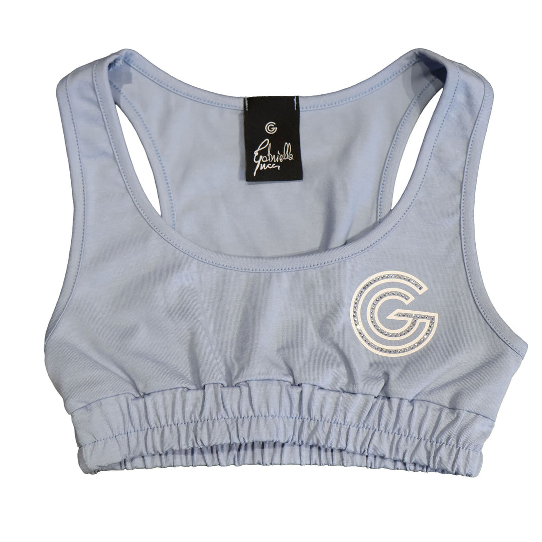 T-SHIRT GABRIELLE LUCCI LOGO "G" STRASS CELESTE JUNIOR