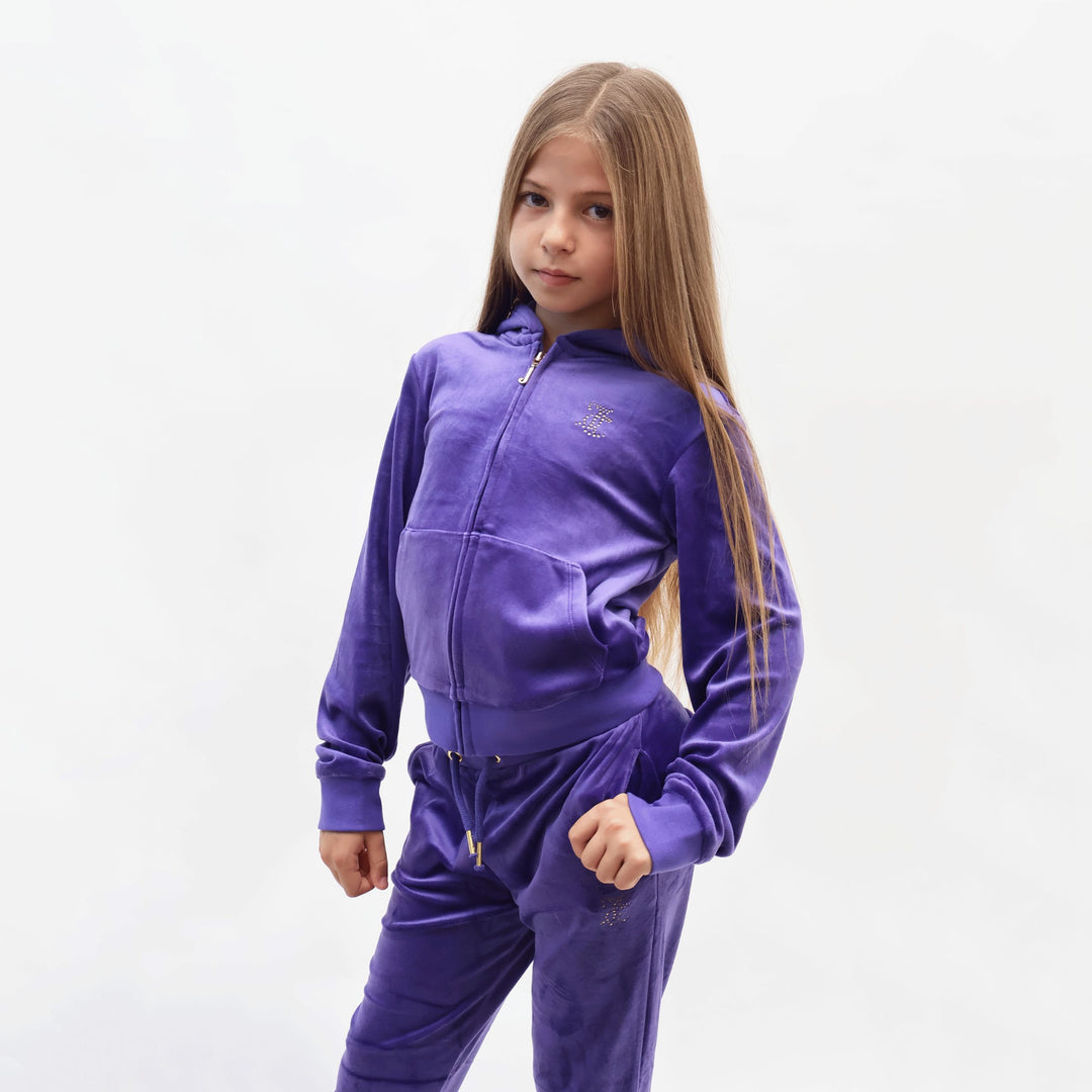 JBX6358 - Felpe - Bambini/Ragazzi - CON CAPPUCCIO JUICY COUTURE VELOUR FULL ZIP - GLAMOUR RÉTRO Y2K - Strass - Abbigliamento - Autunno/Inverno